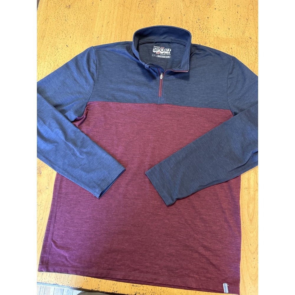 Marine Layer Weekend Sport Quarter Zip Performance Pullover Large  Mens Blue Red